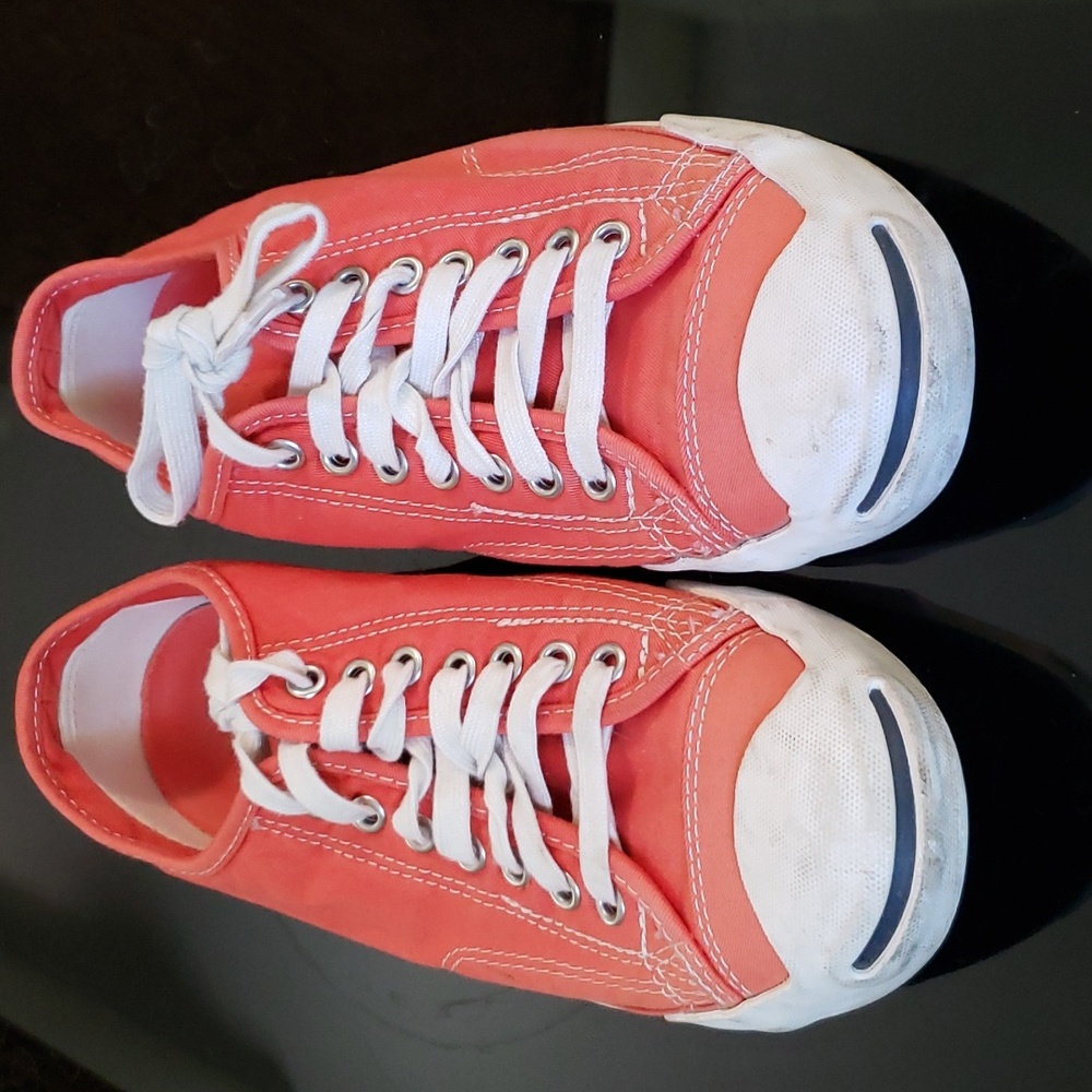 Converse Jack Purcell orange unisex sz. M 8.5 W 10.5 canvas low tops.  Pre-owned - Picture 5 of 9